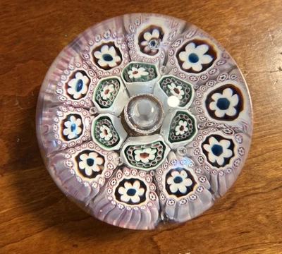 Vintage Murano Millefiori Paperweight Art Glass Multicolored Canes Italian - Image 1 of 4