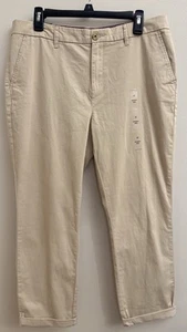 Women's Tommy Hilfiger Khaki Cuffed Chino Pants-12 Cropped Slim/Straight NWT - Picture 1 of 5