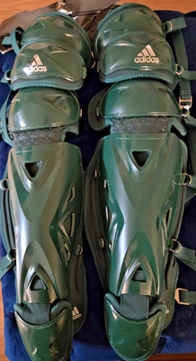 ADIDAS PRO SERIES 2.0 BASEBALL/SOFTBALL CATCHERS LEG GUARDS 17"-Dark Green-New! - Image 1 of 4