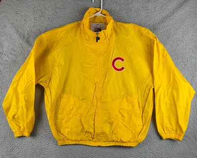 Vintage Chicago Cubs Pro Player Jacket Mens XL Yellow Lightweight Windbreaker - Image 1 of 4
