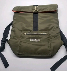 Jean Paul Gaultier Nylon Backpack Olive Green Roll Top Front Pocket - Picture 1 of 10