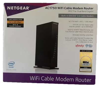 Netgear C6300 AC1750 WiFi Dual Band Cable Modem Gigabit Router Xfinity Spectrum - Image 1 of 4