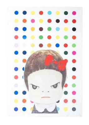 Retrato de menina DEATH NYC arco vermelho bolinhas assinado à mão edição limitada impressão certificado de autenticidade - Imagem 1 de 4