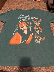 NUEVA Camiseta Disney El Rey León Cicatriz Alérgica a los Idiotas Hienas Whoopi Reimpresión - Imagen 1 de 3