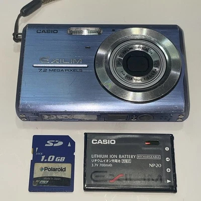 Casio Exilim EX Z75 Digital Camera 7.2MP Blue W/ Battery 1GB Card Tested - Image 1 of 4