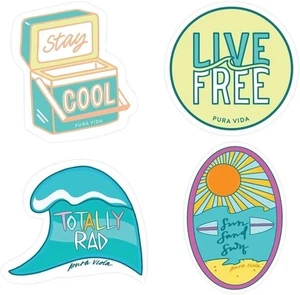 Pura Vida Surfer Girl Stickerpaket - buntes Design, Zubehör - 4 Stück - Bild 1 von 5