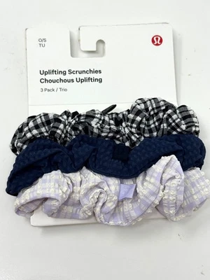 Lululemon Uplifting Scrunchies 3 Pack Hair Ties Black Blue Lavendar One Size - Image 1 of 2