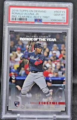 2018 Topps On-Demand Rookie Year in Review Ronald Acuna Jr. #ROTY9 PSA Gem MT 10 - Image 1 of 2