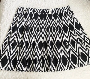 Talbots Women 22W Full Pleated A-Line Skirt Cotton Black White Chevron Print NEW - Picture 1 of 13