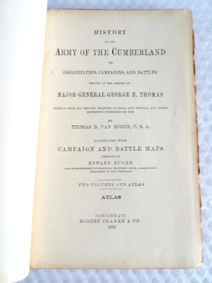 hISTORY ARMY OF THE CUMBERLAND CAMPAIGN BATTLE MAPS ATLAS 1875 ANTIQUE neocurio - Image 1 of 4
