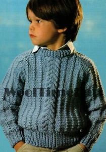 Patrón de tejido. Saltador de cable clásico de cuello redondo para niños/niños/niñas. - Imagen 1 de 1