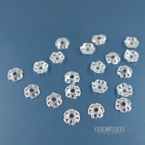 20 tapas de cuentas florales ligeras de plata esterlina de 6 mm #33888 - Imagen 1 de 2