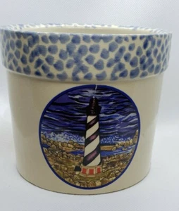 PINE RIDGE POTTERY ( Baby powder) CANDLE NEW NEVER BURNT lighthouse beach decor - Picture 1 of 8