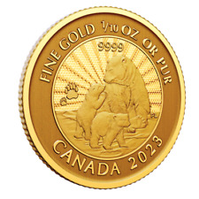 🇨🇦 Canada Pure GOLD Bullion Coin $5 Dollars Majestic Polar Bear and Cubs, 2023