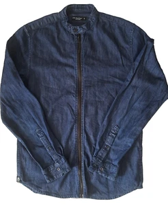 Cedar Wood State Mens Shirt Size S Blue Denim Zipped Long Sleeve Shirt - Picture 1 of 16