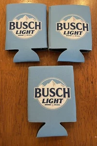 BUSCH LIGHT 12oz  3 BEER CAN COOLERS KOOZIE COOLIE PINT HUGGIE BUD NEW - Picture 1 of 2