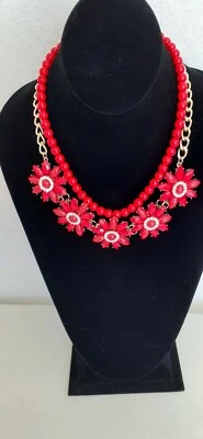 Claire and G Collares Plata Rojo 18" y 20" Metal y Piedra o Vidrio Cuentas Foto 1 de 4