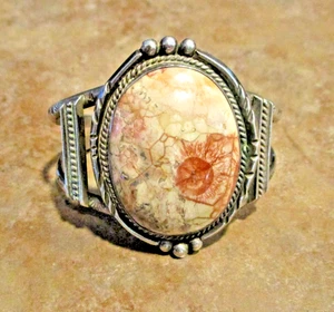 ¡ABSOLUTAMENTE MARAVILLOSO!!!  AMPLIO Brazalete Navajo Vintage JASPE NATURAL JASPE - Imagen 1 de 13