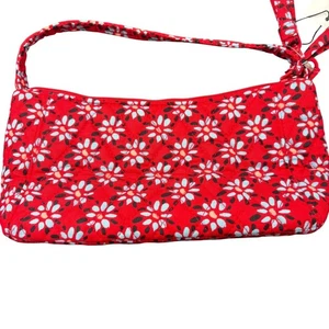 Vera Bradley Mini Slouchy Bucket Crossbody Venetian Flowers Red Boho Quilted NEW - Picture 1 of 11