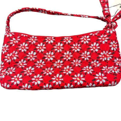 Vera Bradley Mini Slouchy Bucket Crossbody Venetian Flowers Red Boho Quilted NEW - Image 1 of 4
