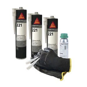 Sikaflex 221 hellgrau 3x 300ml + Primer 209D + 5 Düsenspitzen - Bild 1 von 3