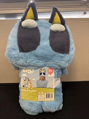 Bluey Hooded Blanket Kids 30x50" Plush Throw Soft Furry Character - Image 1 of 3