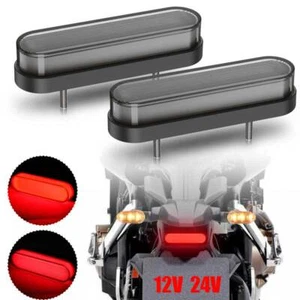 2x Red Amber Square LED Truck Trailer Stop Turn Tail Brake Lights Flowing DRL - Picture 1 of 8