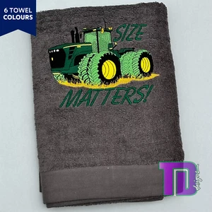 Size matters tractor Embroidered Bath Sheet Towel - Picture 1 of 2