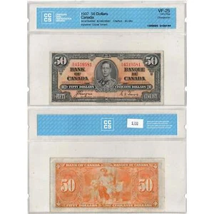 $50 1937 Bank of Canada Note Coyne-Towers B/H Prefix BC-26c - CCCS VF-25 - Picture 1 of 3