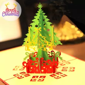 100x 3D Pop Up Christmas Card New Year Handmade Gift Xmas Greeting Holiday Cards - Picture 1 of 10