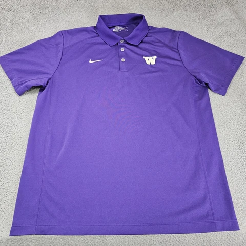 University of Washington Nike Polo Shirt Mens Extra Large Purple UW Dawgs Huskie Cover