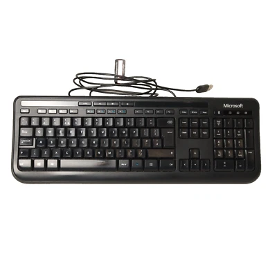 Microsoft Wired Keyboard 600 Black UK QWERTY Model 1576 Home Office - Image 1 of 4