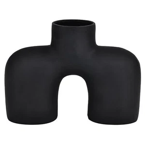 Metallvase minimalistisch Deko Vase Tischdeko Dekovase schwarz 18 cm - Bild 1 von 4