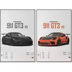 car poster Canvas Wall Art Posters For Men Bedroom Aesthetics GT3 RS Unframed - Picture 1 of 4