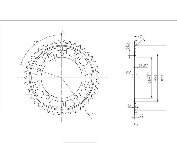Piñones traseros de acero Bike Master 42T 525 251 792 42 Foto 1 de 1