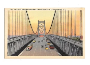 Vintage US Delaware River Bridge Philadelphia Linen Colortone Postcard - Picture 1 of 2