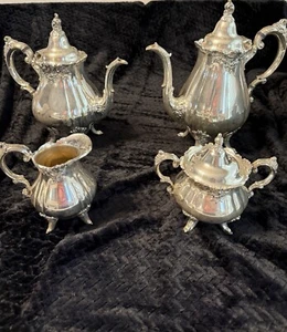 Wallace Silver Plated Baroque 4 Piece Tea Set - Picture 1 of 8