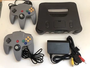 Nintendo 64 N64 OEM Console Complete Bundle with 2 Controllers Tested all Cords - Imagen 1 de 2