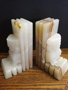 Aztec Carved Marble Bookends - Picture 1 of 9