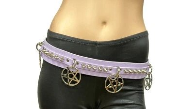 Pentagram UK77 Conehead Bondage Belt  Studded Punk Goth 70's Thrash Metal PURPLE - Image 1 of 4