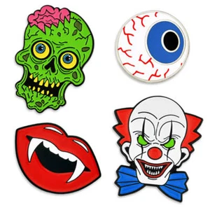 PinMart Halloween Horror Clown Zombie Reißzähne Augapfel Urlaub Emaille Anstecknadel Set - Bild 1 von 6