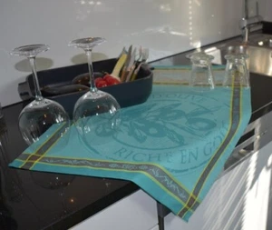 Chiffon pour Vaisselle Coton Jacquard 50x70 CM Turquoise Avec Olivenmotiven De - Picture 1 of 5