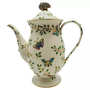 Lenox Summer Enchantment Coffee Pot Butterfly Ladybug Holloway 10.5” Tall RARE - Picture 1 of 22