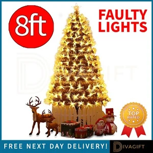 8FT FIBRE OPTIC CHRISTMAS TREE XMAS ARTIFICIAL WARM LED PRE LIT *FAULTY LIGHTS * - Picture 1 of 5