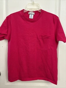 Vintage 90s Fruit Of The Loom Pocket Pink Woman’s Medium T-shirt Made In USA - Picture 1 of 10