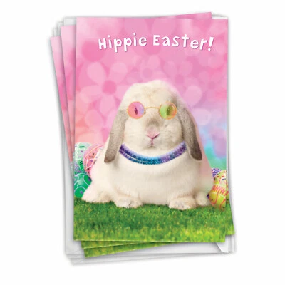 Pack of 3 Humorous Easter Cards w/ 5x7" Envelopes (1 Design) - Hippie Rabbit - Image 1 of 4