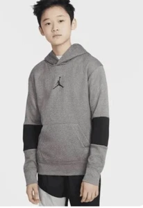 Jordan Boys' Core Performance Air Jordan Thermal Dri-Fit Hoodie Grey Medium - Picture 1 of 7
