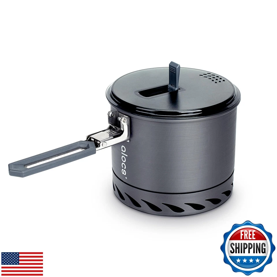 Alocs 1.4L Camping Cookware, Lightweight Camping Pot with Heat Exchanger, Por - Image 1 of 4