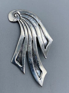 Vintage Taxco Solid Sterling Silver 925 Modernist Wave Wind Brooch Pin - Picture 1 of 8