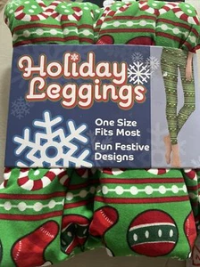 NWT Holiday Christmas Leggings Soft Snowflake /Candy Cane/Stockind/Size OS - Picture 1 of 2